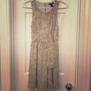 Ivory and blush ruffle front dress